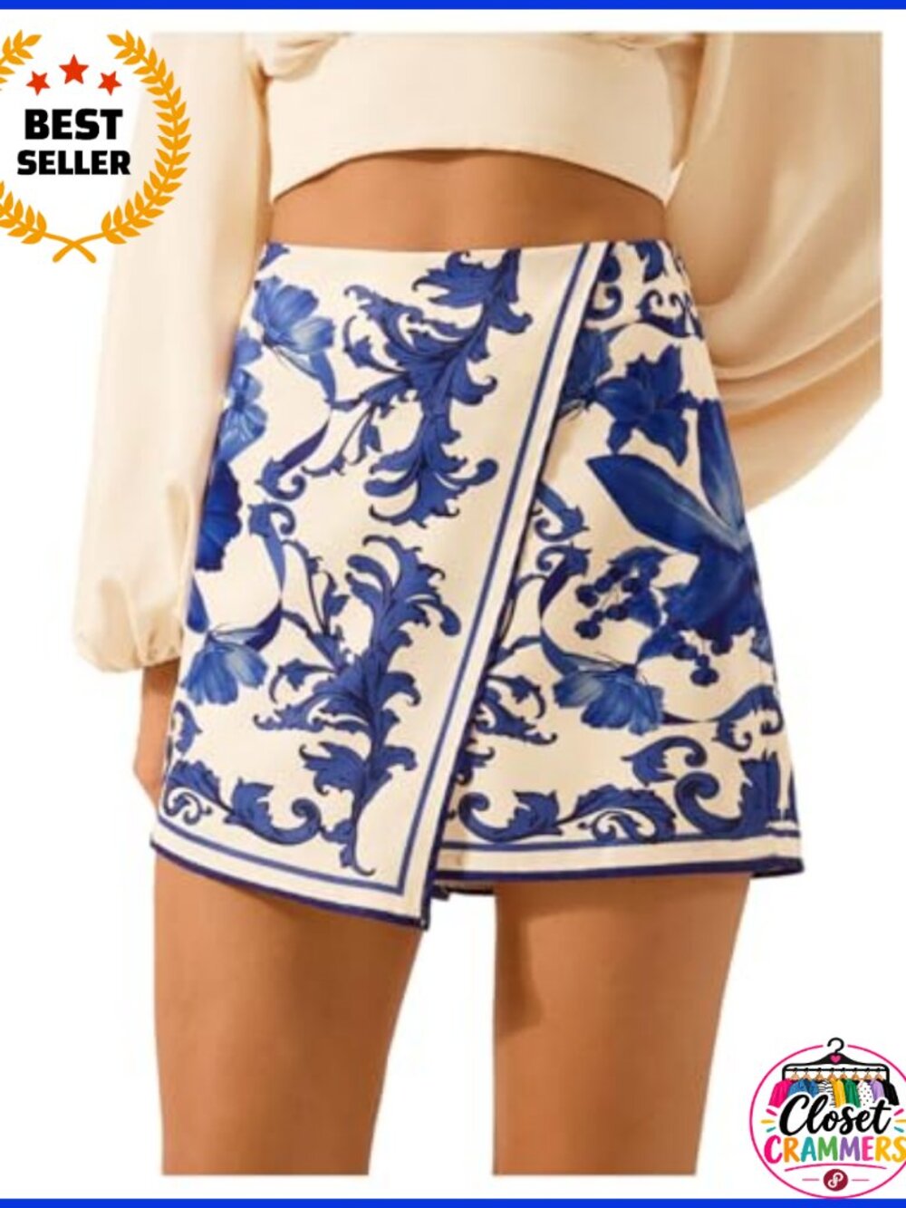 Floral Wrap Skort Boho Mini Skirt Irregular Hem Casual Summer